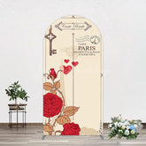 Lofaris I Love Paris Retro Floral Carte Postale Arch Backdrop